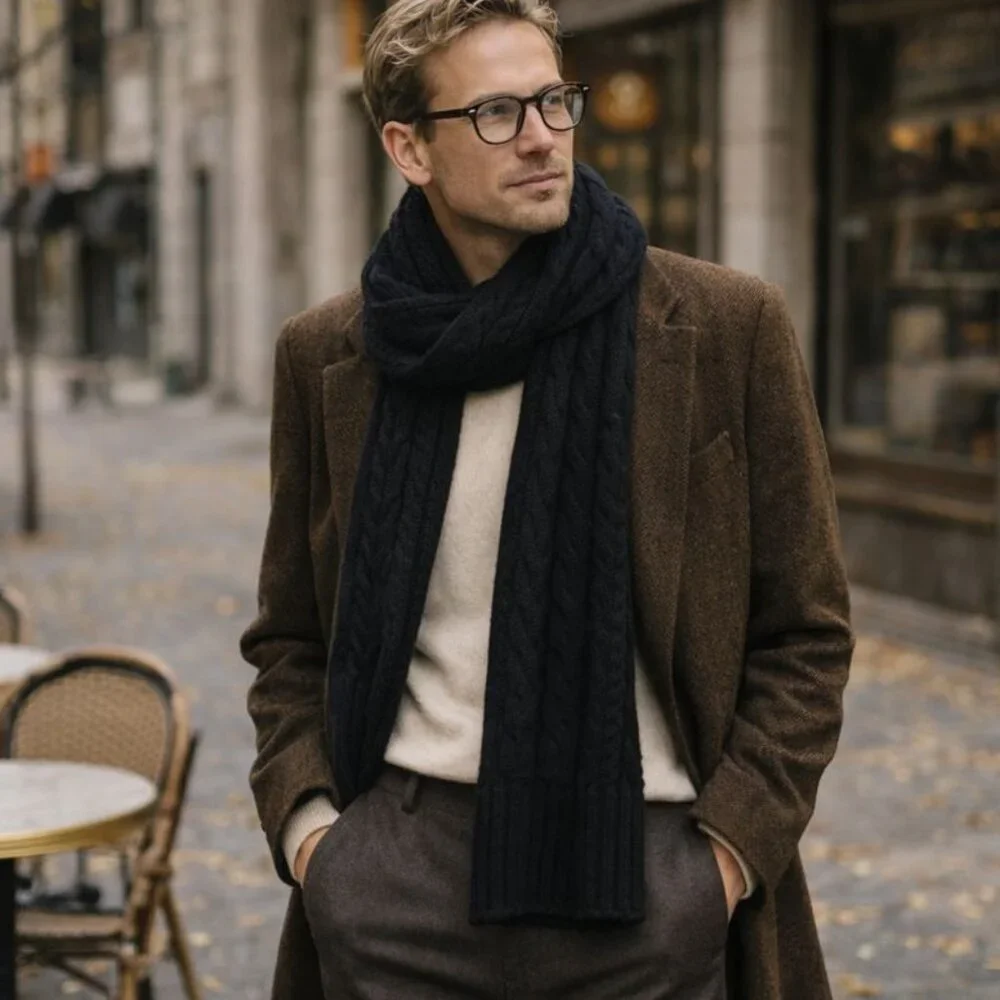 Soia & Kyo Black Cable Knit Wool Blend Scarf Wrap – One Size